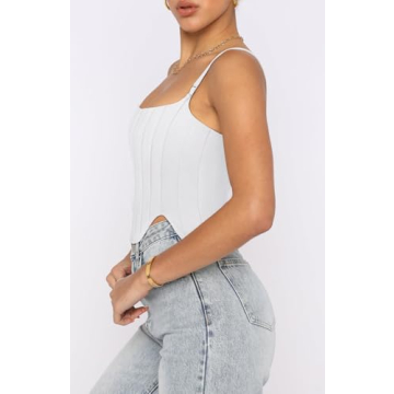 REORIA Women's Summer Sexy Corset Top Adjustable Straps