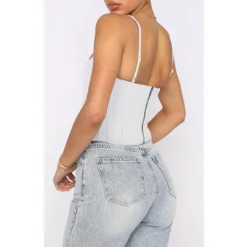 REORIA Women's Summer Sexy Corset Top Adjustable Straps