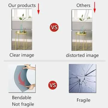 12inch 4PCS Full Body Mirrors for Walls, Acrylic Plexiglass Mirror Wall-Mounted Full Length Frameless Mirror Makeup Large Long Mirror Home Workout Gym Mirror for Walls Dorm Floor Tile Removable