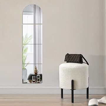 12inch 4PCS Full Body Mirrors for Walls, Acrylic Plexiglass Mirror Wall-Mounted Full Length Frameless Mirror Makeup Large Long Mirror Home Workout Gym Mirror for Walls Dorm Floor Tile Removable