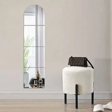 12inch 4PCS Full Body Mirrors for Walls, Acrylic Plexiglass Mirror Wall-Mounted Full Length Frameless Mirror Makeup Large Long Mirror Home Workout Gym Mirror for Walls Dorm Floor Tile Removable