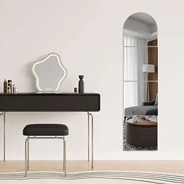 12inch 4PCS Full Body Mirrors for Walls, Acrylic Plexiglass Mirror Wall-Mounted Full Length Frameless Mirror Makeup Large Long Mirror Home Workout Gym Mirror for Walls Dorm Floor Tile Removable