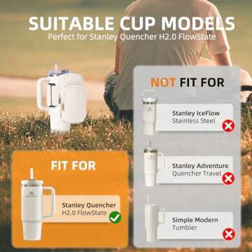 SUITMAT Water Bottle Pouch for Stanley Quencher H2.0 FlowState Tumbler, Large Pouch Bag for Stanley Cup Accessories, Cup Backpack with Multiple Pockets for Phone, Cards, Keys (Bag Only)