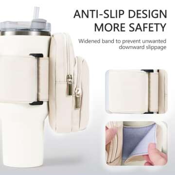 SUITMAT Water Bottle Pouch for Stanley Quencher H2.0 FlowState Tumbler, Large Pouch Bag for Stanley Cup Accessories, Cup Backpack with Multiple Pockets for Phone, Cards, Keys (Bag Only)