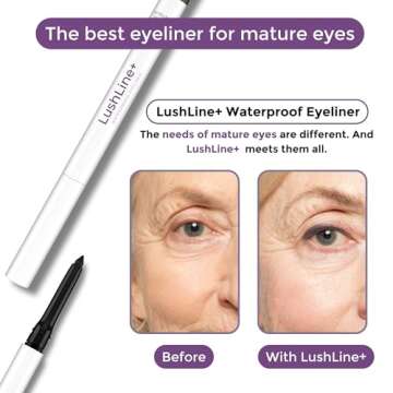 Rumi Cosmetiques LushLine+ Waterproof Eyeliner Pencil For Older Women - Smudge Proof, Long-Lasting, ...