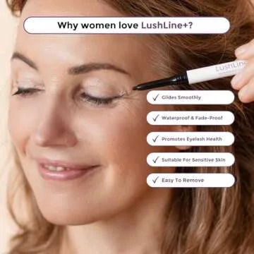 Rumi Cosmetiques LushLine+ Waterproof Eyeliner Pencil For Older Women - Smudge Proof, Long-Lasting, Non Toxic, Soft Glide - Safe For Sensitive Eyes (Natural Black)