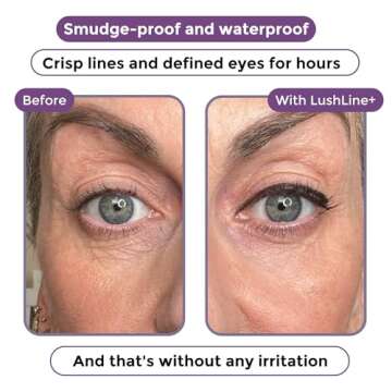 Rumi Cosmetiques LushLine+ Waterproof Eyeliner Pencil For Older Women - Smudge Proof, Long-Lasting, Non Toxic, Soft Glide - Safe For Sensitive Eyes (Natural Black)