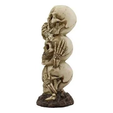 Ebros Triple Stacked Funny See Hear Speak No Evil Skulls Figurine for Scary Halloween Decorations and Spooky Macabre Graveyard Ossuary Skeletons Statue
