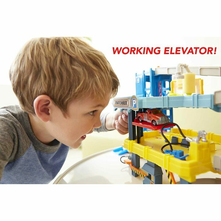 4-Level Matchbox Cars Playset with Track & Elevator