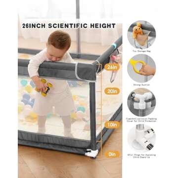 dearlomum Baby Playpen with Mat 71" X 59", Extra Large Play Yard for Babies and Toddlers, Safety Bab...