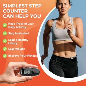 3D Pedometer for Walking, Simple Walking Step Counter with Removable Clip and Strap, USB Rechargeable Step Tracker with Backlight, Accurate Step Counter for Men Women Kids Seniors