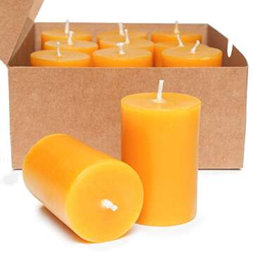 Serenibee Candle 100% Pure Beeswax Votive Candles - Set of 12 Hand-Poured Eco Friendly Gift Set - Lo...
