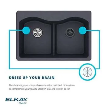 Elkay Quartz Classic Black Single Bowl Undermount Sink