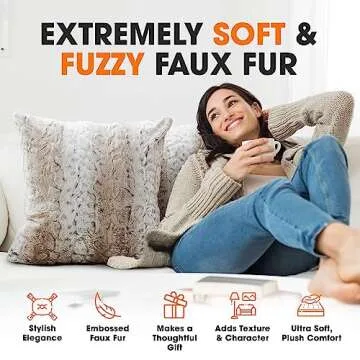 Cheer Collection Faux Fur Throw Pillows - Set of 2