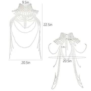 CCbodily Pearl Body Chain Bra - Fashion Shoulder Necklaces Bra Chain Body Jewelry(E-WHITE)