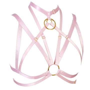 Woman Bra Harness Punk Gothic Garter Tops cage Plus Size Stretchy Fabric Dance Costumes Pink