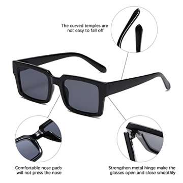YAMEIZE Vintage 90s Rectangle Sunglasses - for Women Men UV Protection Fashion Sun Glasses Outdoor (...