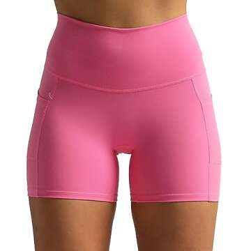 Aoxjox Biker Workout Shorts for Women with Pocket Legend Tummy Control High Waisted Athletic Gym Run...