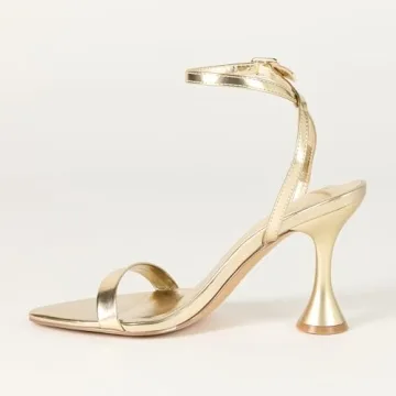 Lina Trend Heel Sandals: Chic Gold Comfort for Women