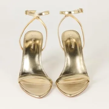 Lina Trend Heel Sandals: Chic Gold Comfort for Women
