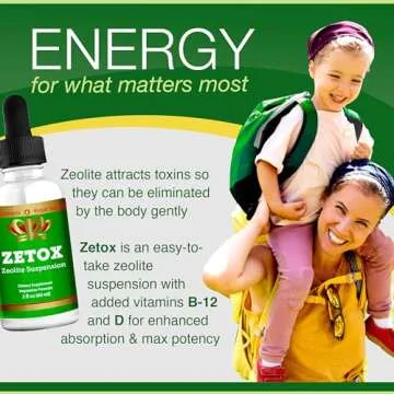ZETOX | Zeolite Detox for Kids and Adults | Enhanced with Methyl Vitamin B12 and D3 | Premium Grade Liquid Clinoptilolite Zeolite Drops | Supports Gentle Daily Detox, Energy, and Focus (60 Servings)