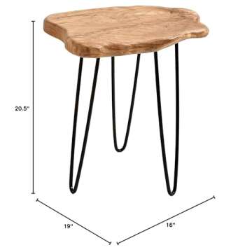 WELLAND Natural Edge End Table, Wood Side Table, Nightstand, Plant Stand 20.5" Tall，Unique desktop