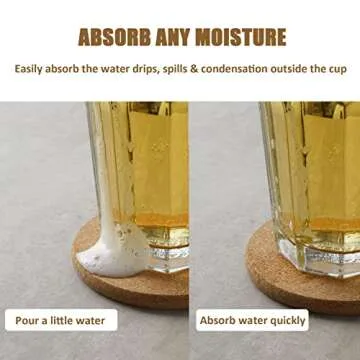8 Pcs Drink Coasters with Holder - Extra Thick Cork Coasters for Drinks