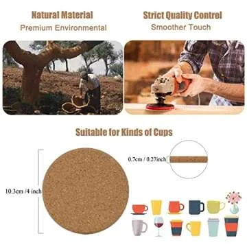 8 Pcs Cork Coasters with Holder for Tabletop Protection