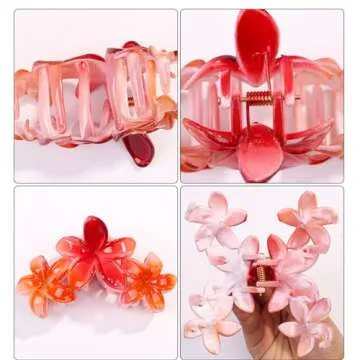 6 PCS Flower Hair Claw Clips Cute Hair Clips Hawaiian Plumeria FLower Claw clip Flower Clips for Thick Thin Hair Large Flower Hair Claw Clips for Women Non Slip Strong Hold Hair Catch Clamp Barrettes