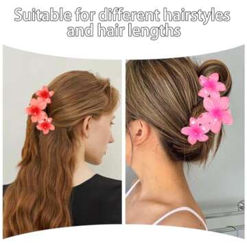 6 PCS Flower Hair Claw Clips Cute Hair Clips Hawaiian Plumeria FLower Claw clip Flower Clips for Thick Thin Hair Large Flower Hair Claw Clips for Women Non Slip Strong Hold Hair Catch Clamp Barrettes