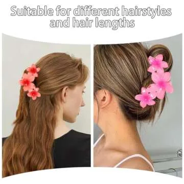 6 PCS Flower Hair Claw Clips Cute Hair Clips Hawaiian Plumeria FLower Claw clip Flower Clips for Thick Thin Hair Large Flower Hair Claw Clips for Women Non Slip Strong Hold Hair Catch Clamp Barrettes