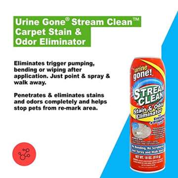 Urine Gone Stream Clean - All-in-One Carpet Stain & Odor Eliminator (3-Pack)
