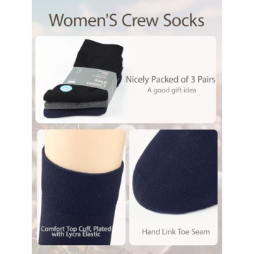 COTTON DAY Women's Soft Combed Cotton Dress Socks Seamless Toe
