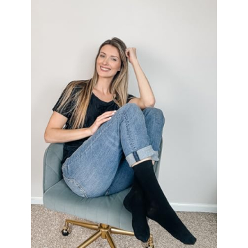 COTTON DAY Women's Soft Combed Cotton Dress Socks Seamless Toe