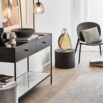 WILLIAMSPACE Nesting Coffee Table Set of 2, Black Round Wooden Modern Circle Table for Small Space Living Room Bedroom Accent End Side Table (Black-Round)