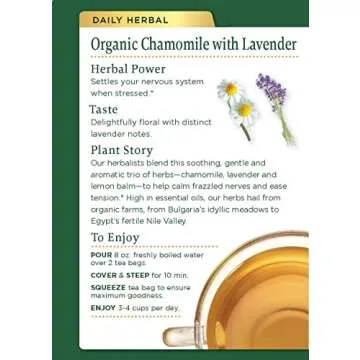Traditional Medicinals Organic Chamomile & Lavender Herbal Tea, Settles Nervous System, (Pack of 2) - 32 Tea Bags Total