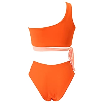 MOOSLOVER Women's One Shoulder High Waisted Bikini Set