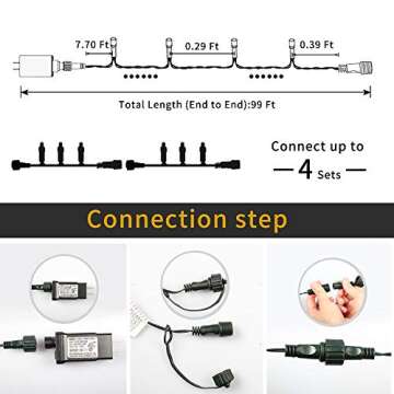 OUTYLTS Christmas String Lights End-to-End Plug 8 Modes 108FT 300 LED IP55 Outdoor Waterproof UL Certificated Indoor Fairy Lights Garden Wedding Christma Trees Parties Decoration Multicolor