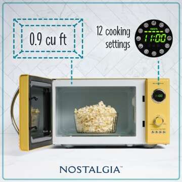 Nostalgia Retro Microwave - Countertop Microwave Oven - Includes 12 Pre-Programmed Settings and Digi...