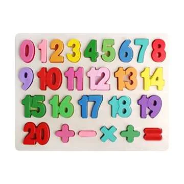 Kimuvin Wooden Number Puzzles, Preschool Educational Learning Board Toys for 3 4 5 Years Old Kids Toddlers