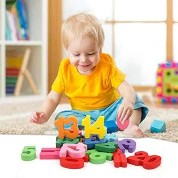 Kimuvin Wooden Number Puzzles, Preschool Educational Learning Board Toys for 3 4 5 Years Old Kids Toddlers