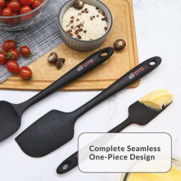 Elihome Chef Series 3 Piece Silicone Spatula Set - 600°F Heat Resistant Non Stick Rubber Kitchen Sc...