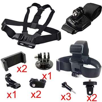 Supkeyer Cellphone Selfie Chest Mount+ Head Mount+ Wrist Mount with Clip for Gopro Hero 12 11 10 9 8...