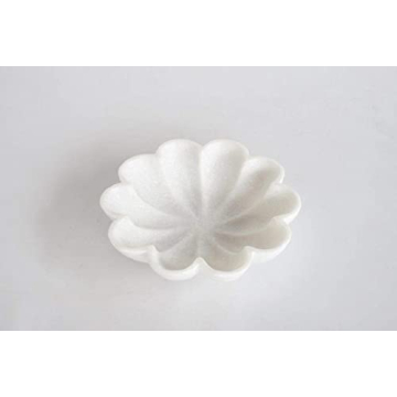 Handcrafted Marble Decorative Bowl Ripple Marble Bowl White Marble Flower Bowl Decorative Marble Sca...