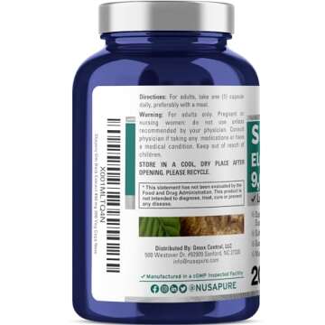 NusaPure Slippery Elm Bark 20:1 Extract, 450 mg Equivalent to 9,000mg 200 Veggie Capsules (Non-GMO, Gluten Free)