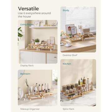 SONGMICS Display Risers, Set of 2 Engineered Wood Perfume Organizer Stand, 3-Tier Cupcake Stand Holder, Spice Rack, Shelf Risers for Figures, Dessert Shelves, Natural Beige and Cloud White UKCS016N02