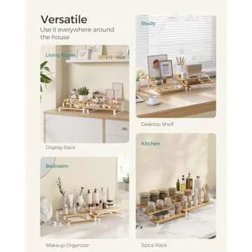 SONGMICS Display Risers, Set of 2 Engineered Wood Perfume Organizer Stand, 3-Tier Cupcake Stand Holder, Spice Rack, Shelf Risers for Figures, Dessert Shelves, Natural Beige and Cloud White UKCS016N02