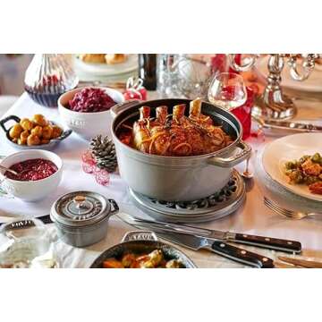 STAUB Cast Iron Roaster/Cocotte, Round, 26 cm, 5 L, Graphite Grey