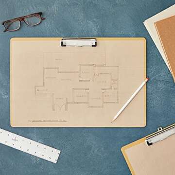 Paper Junkie 2-Pack Extra Large Legal Size Clipboards 11x17 with Low Profile Clip, Horizontal Wooden Lap Boards, Vertical Wood Clip Board for Drawing, Sketching, Art Classroom Office Supplies