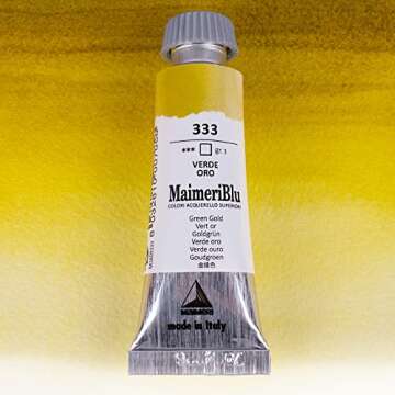 MaimeriBlu 12ml Single-Pigment Watercolor Paint - Green Gold PY129 Professional Watercolor Paint - L...